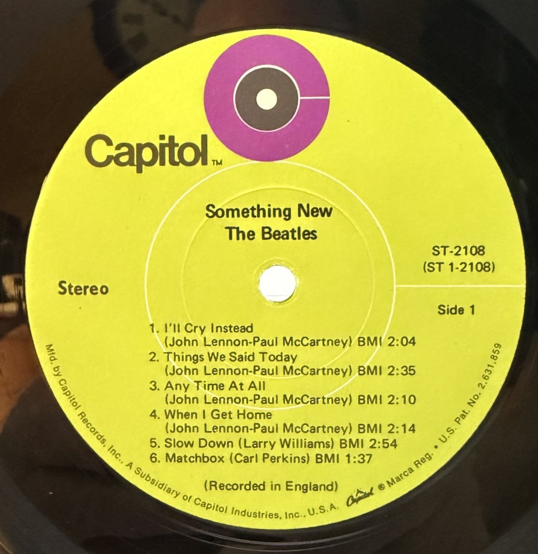 The Beatles Something New Side 1 green Capitol label ST 2108