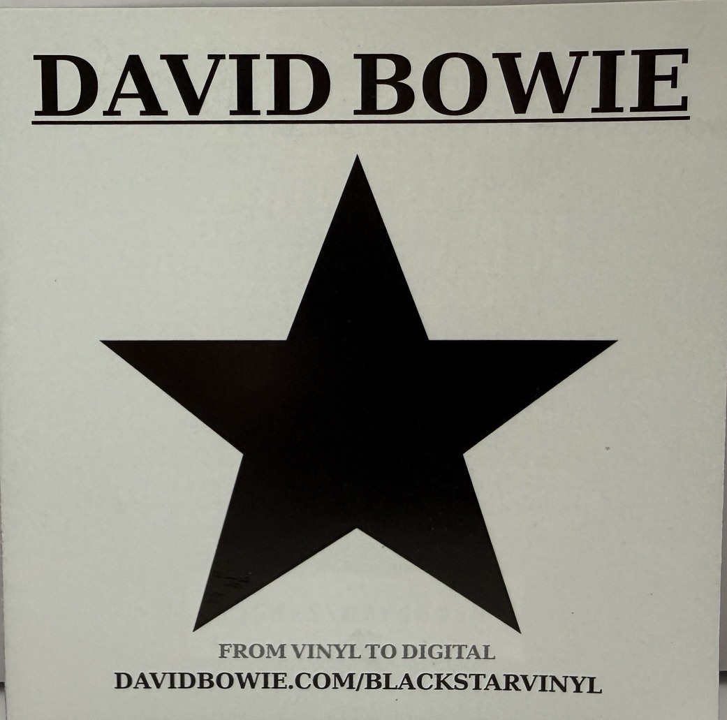David Bowie Blackstar original vinyl-to-digital download insert