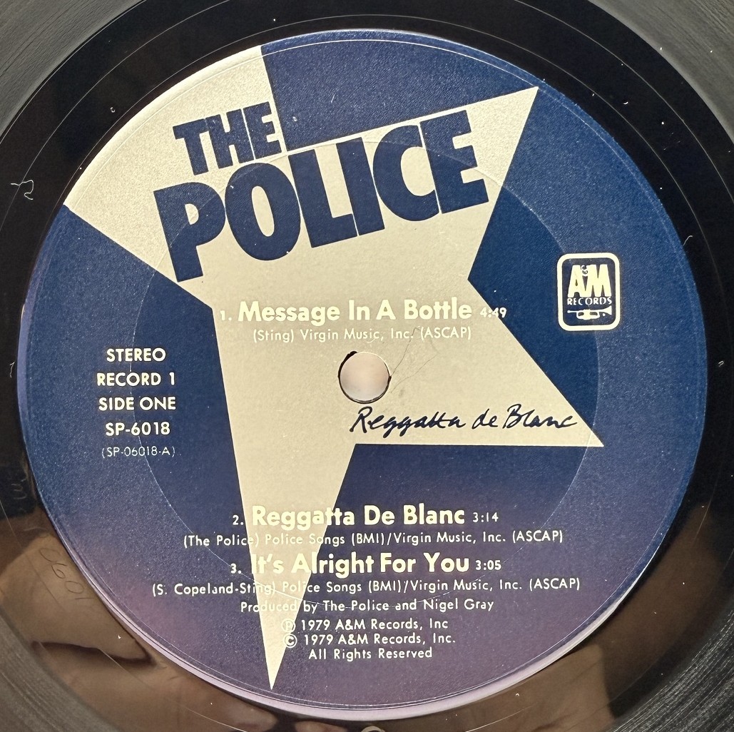 The Police Reggatta de Blanc record one side one label