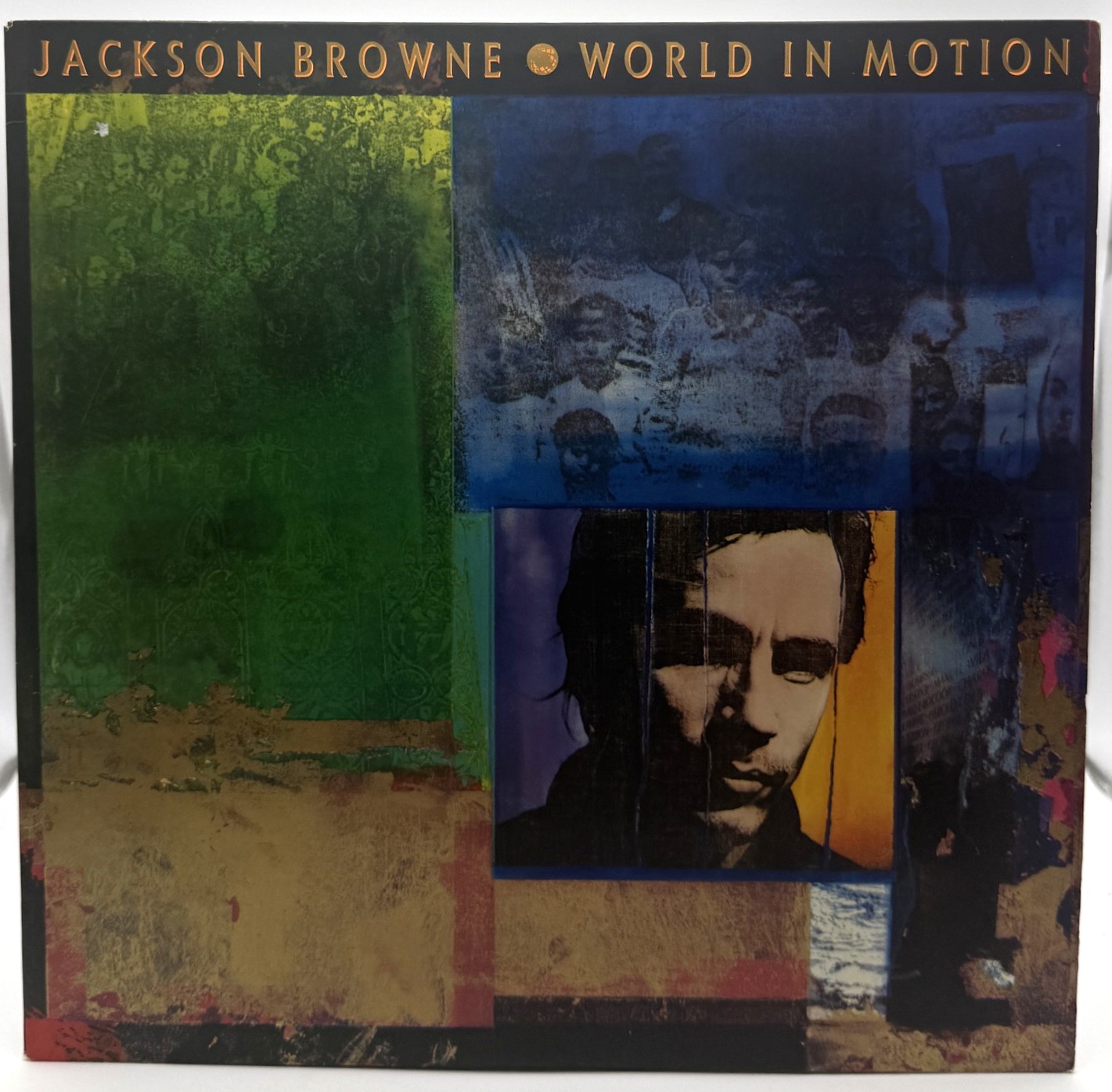 Jackson Browne World in Motion 1989 Elektra vinyl LP front cover