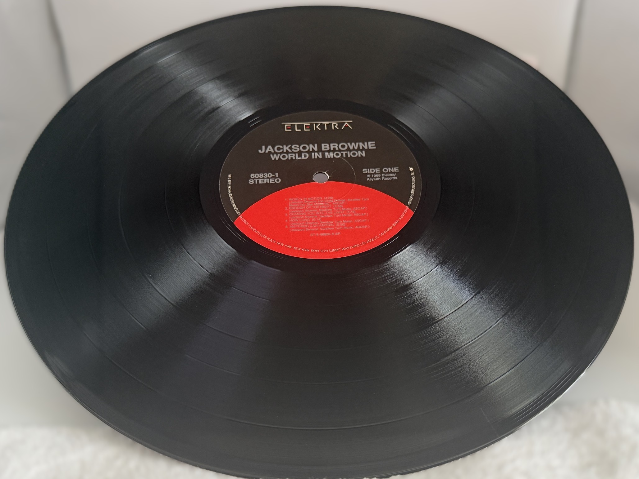 Jackson Browne World in Motion 1989 Elektra black vinyl record