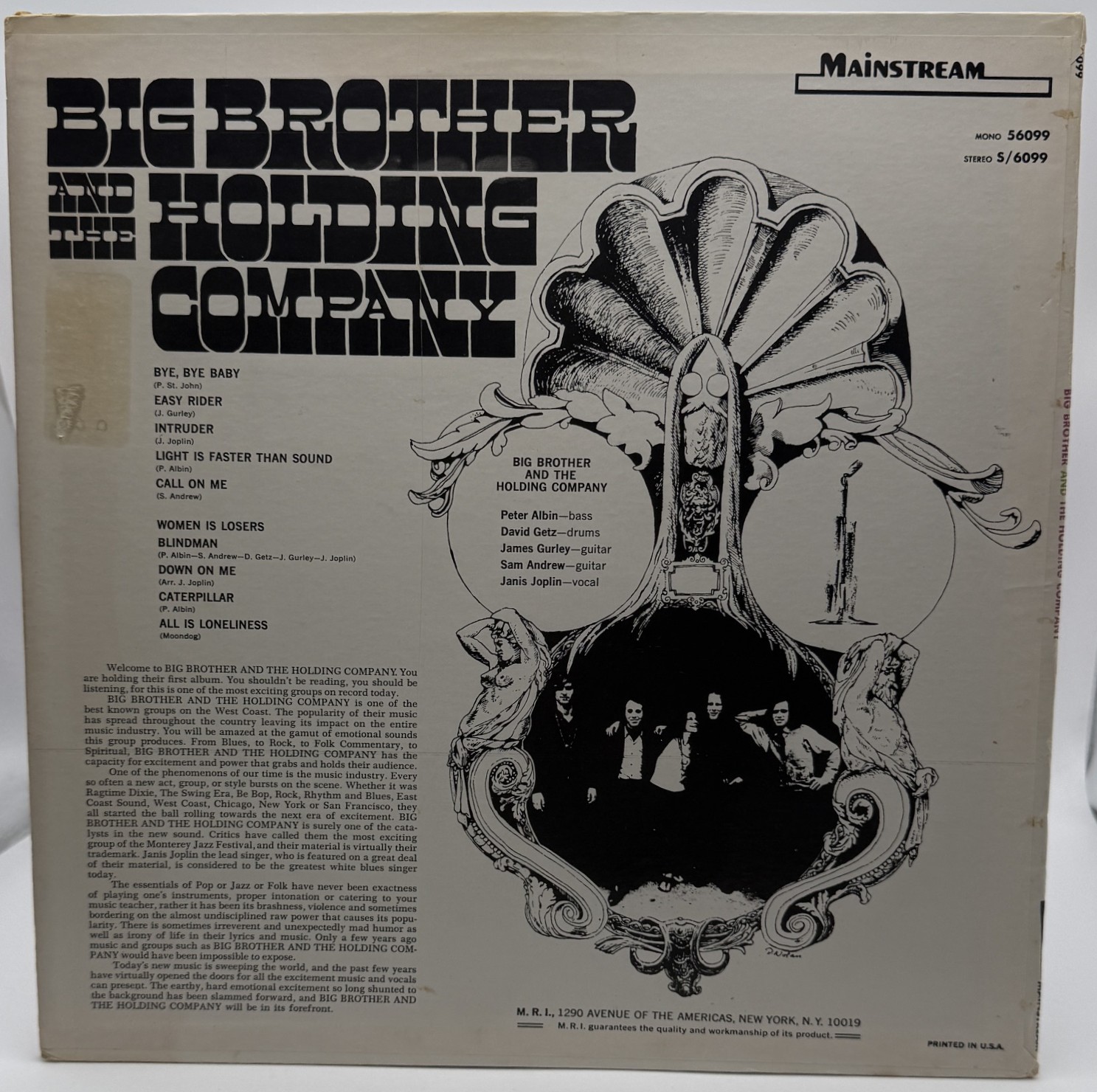 Big Brother and the Holding Company Mainstream S6099 back cover