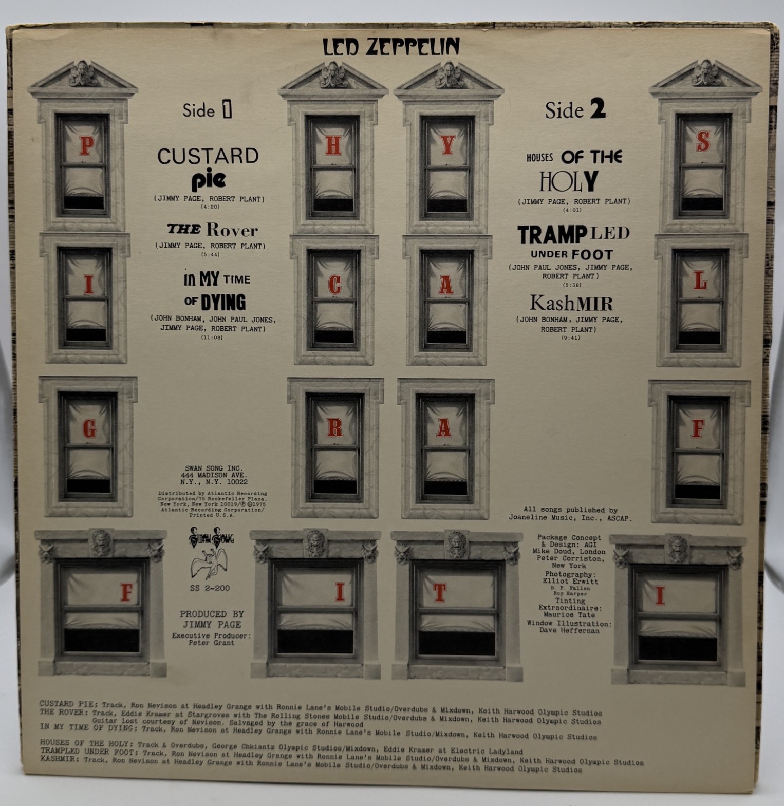 Led Zeppelin Physical Graffiti die-cut cover with folded window insert