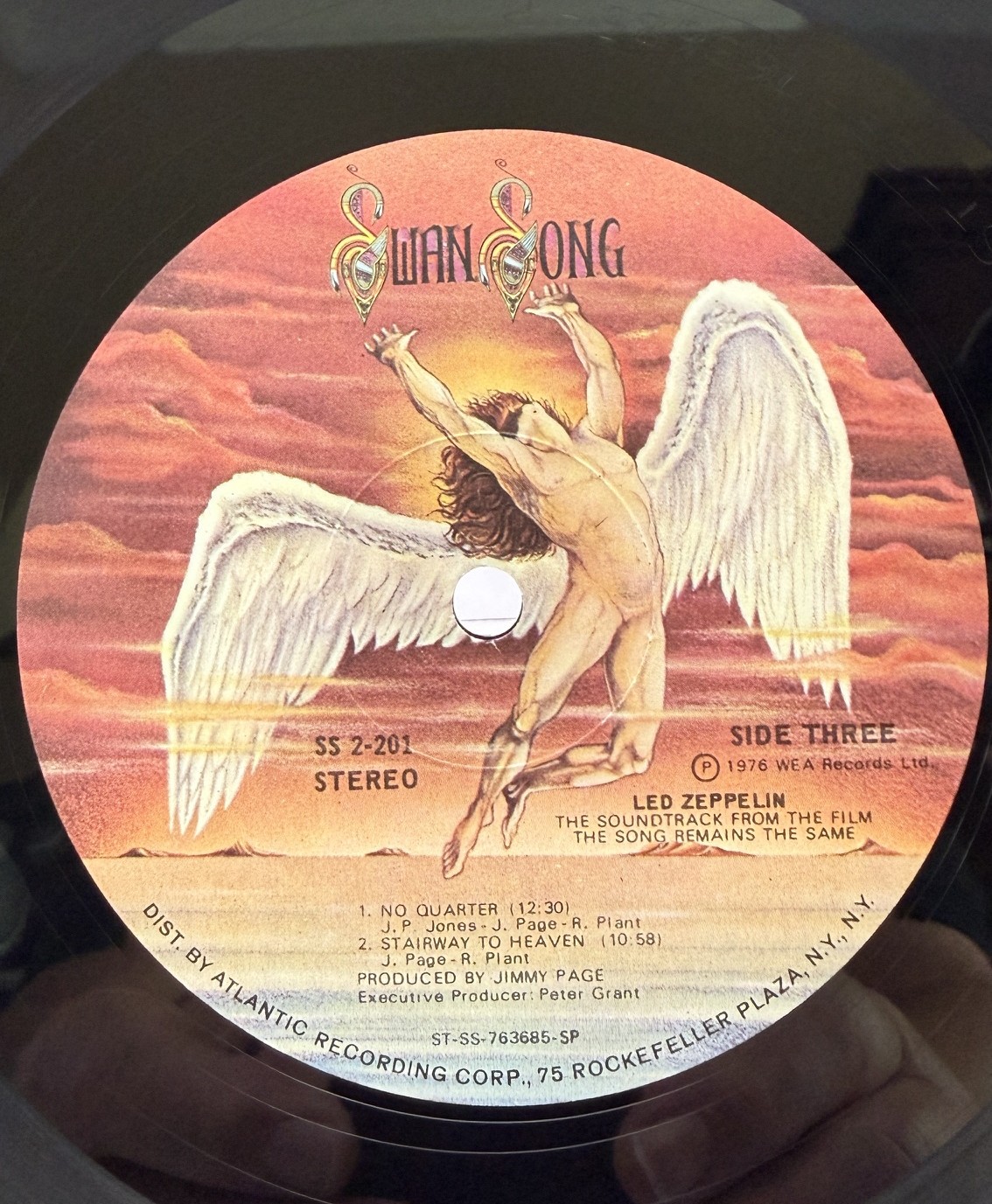 Led Zeppelin The Song Remains The Same Swan Song Side Three label