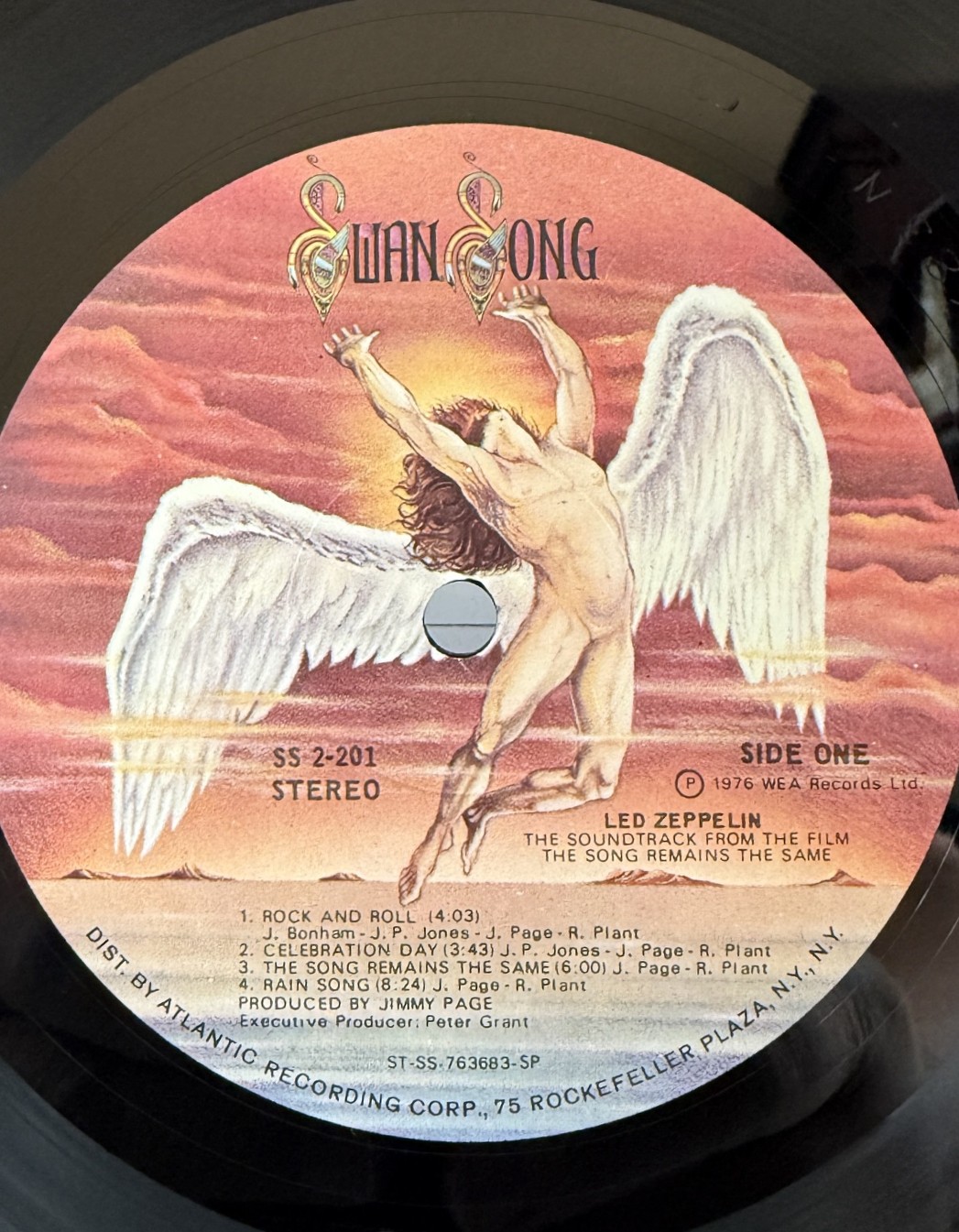 Led Zeppelin The Song Remains The Same Swan Song Side One label