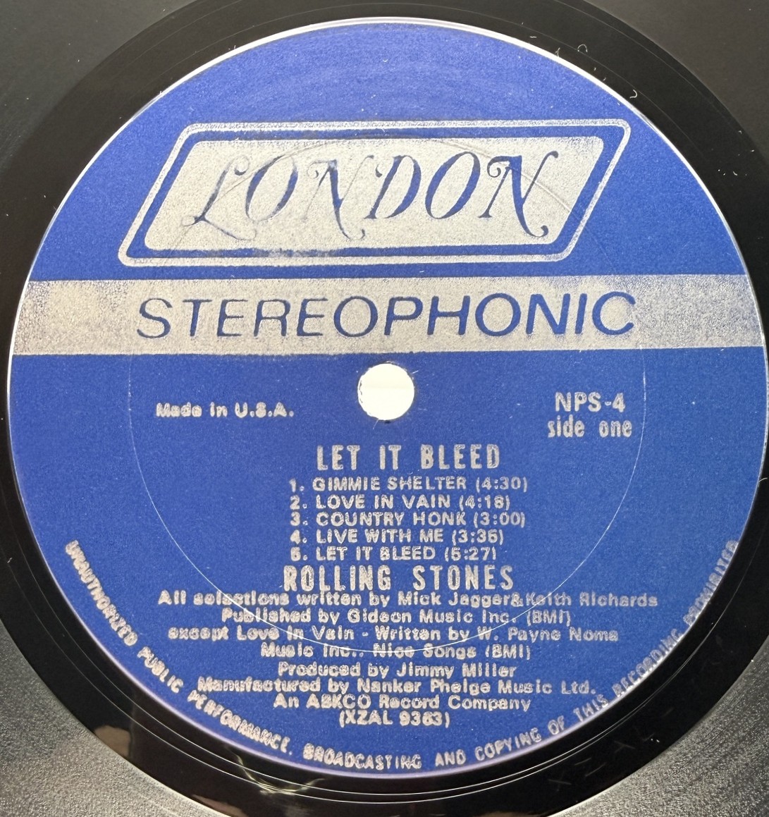Rolling Stones Let It Bleed Side One London NPS-4 label