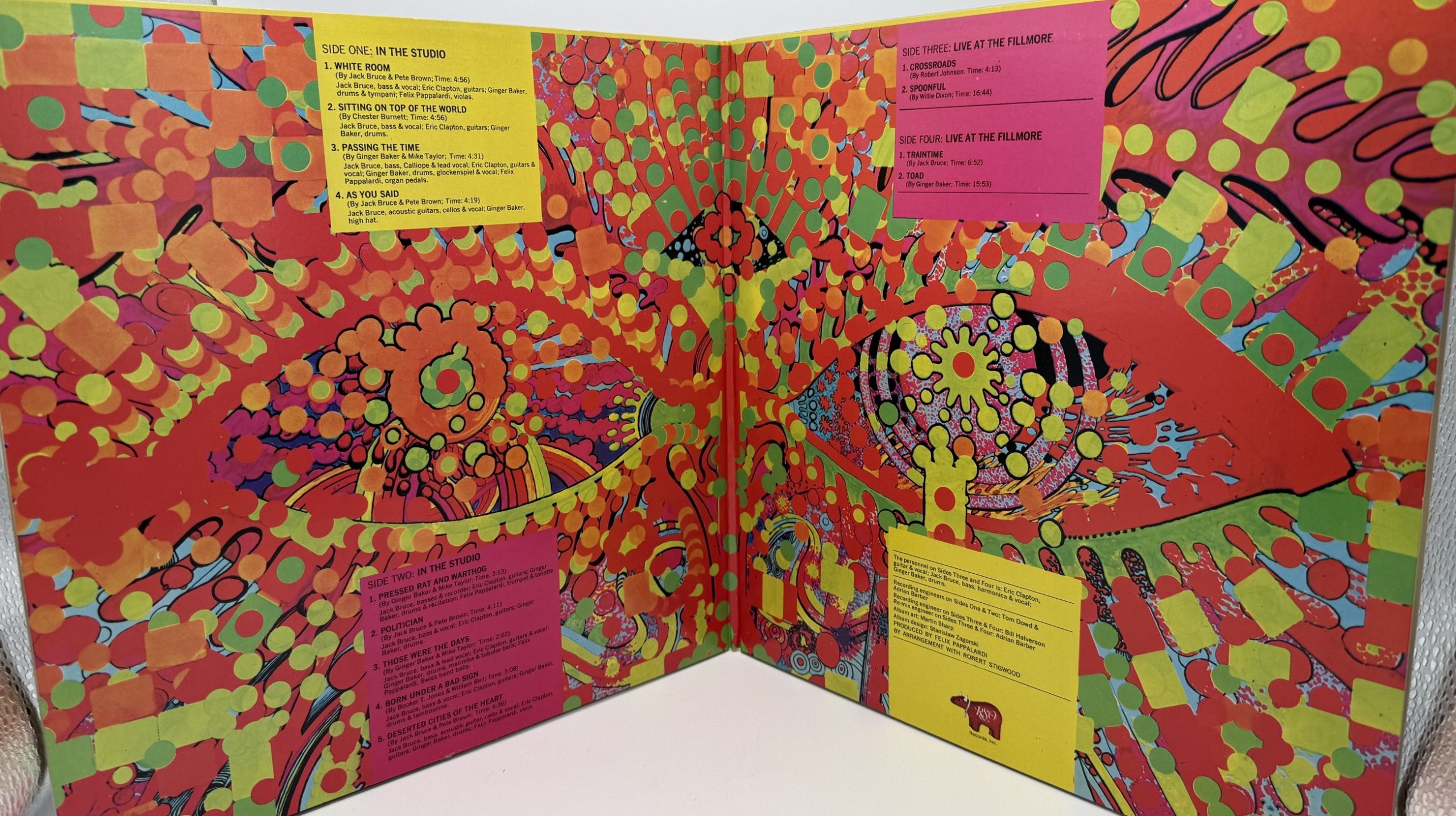 Cream Wheels of Fire 2LP gatefold interior artwork