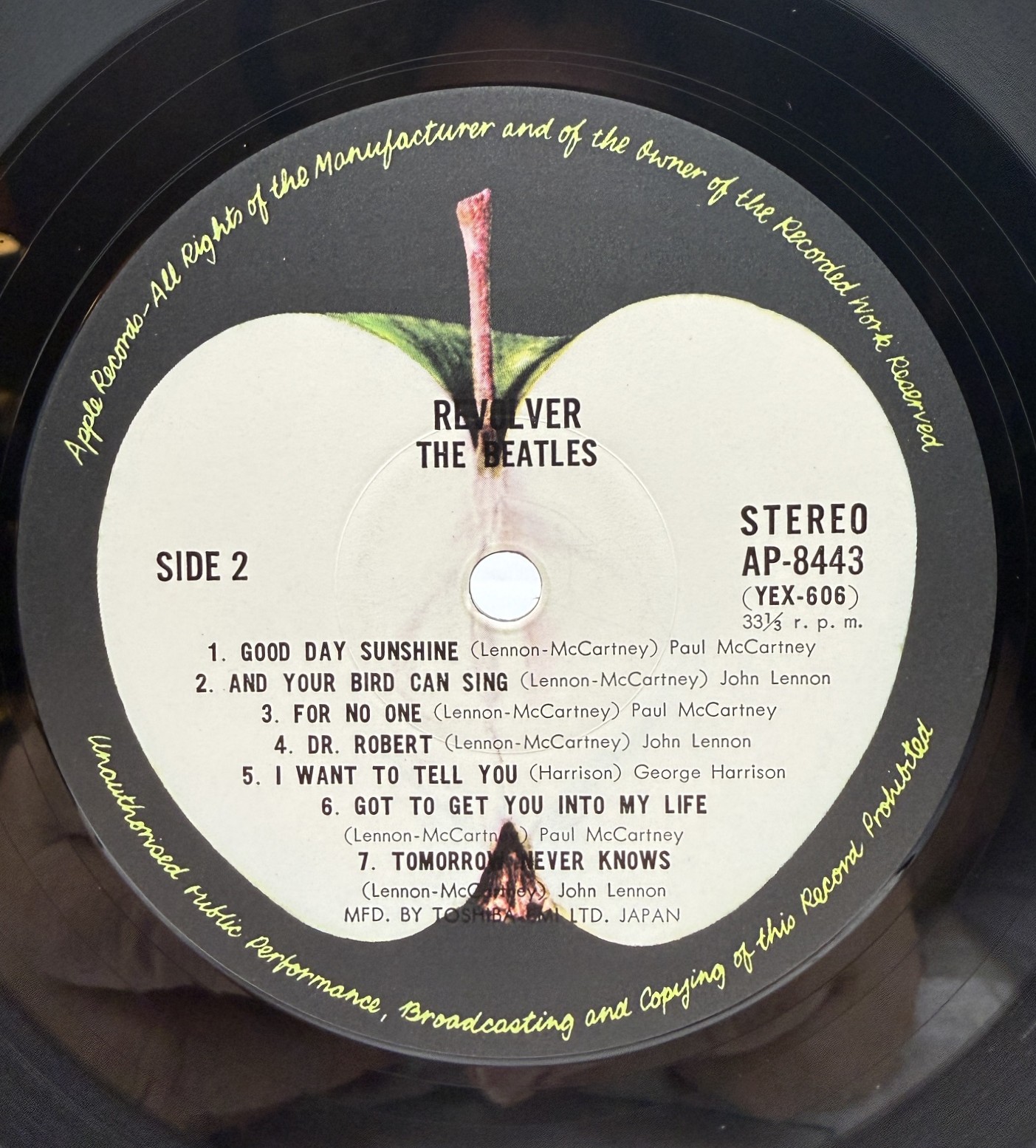 The Beatles Revolver Japan Apple AP-8443 YEX-606 Side 2 label