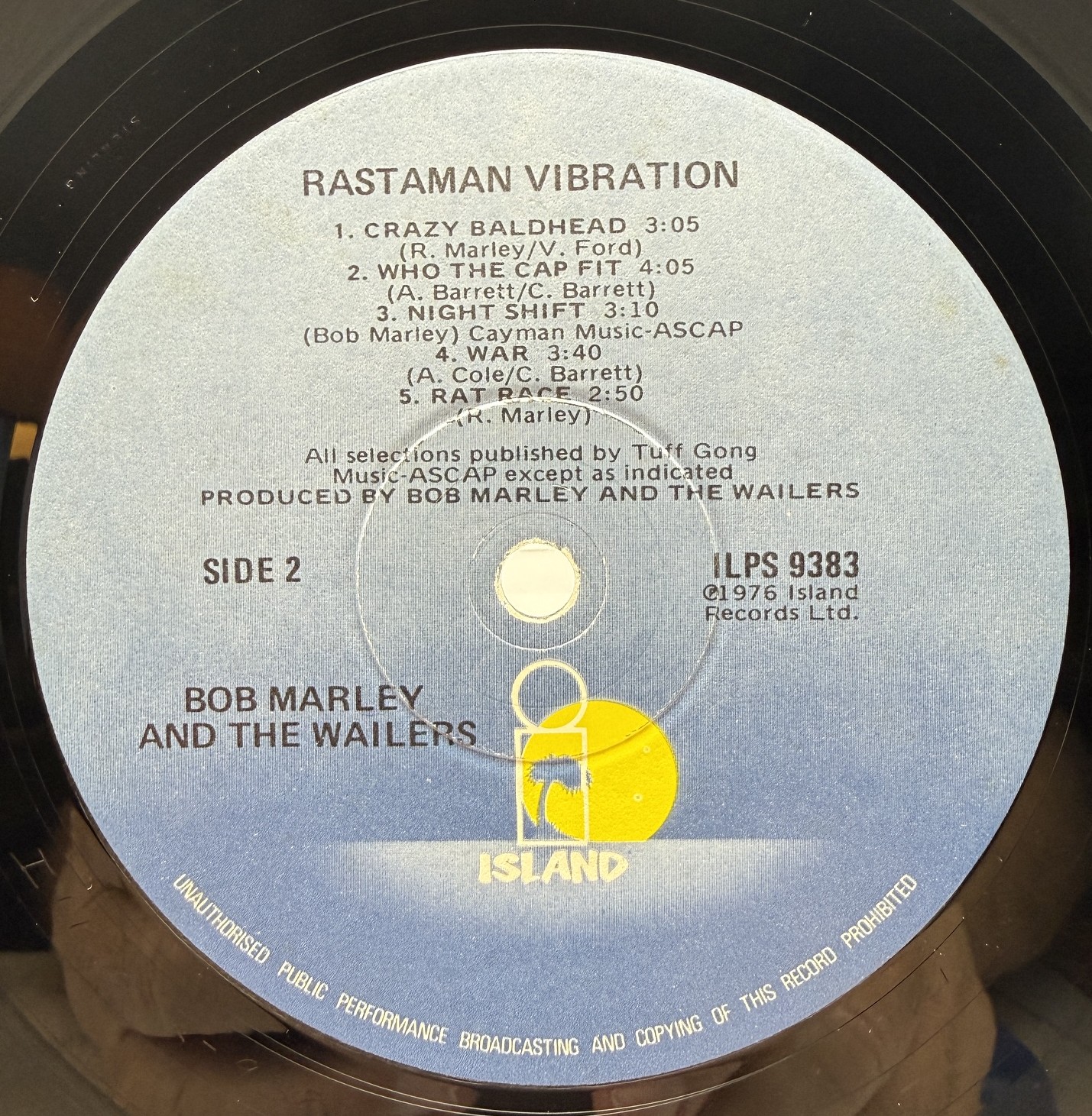 Photo 6: Rastaman Vibration Island ILPS 9383 Side 2 label