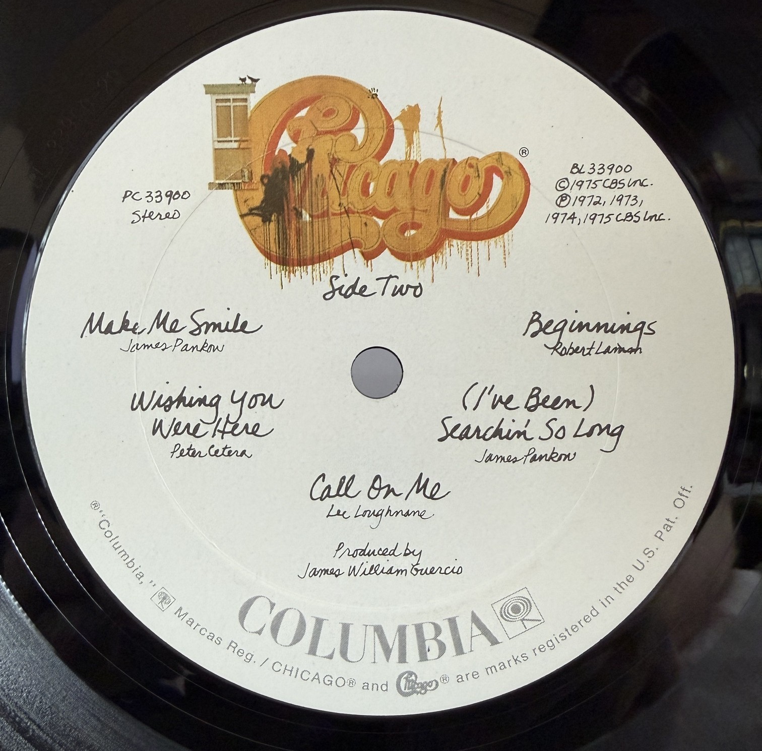 Chicago IX Chicago's Greatest Hits Columbia PC 33900 custom Side B label