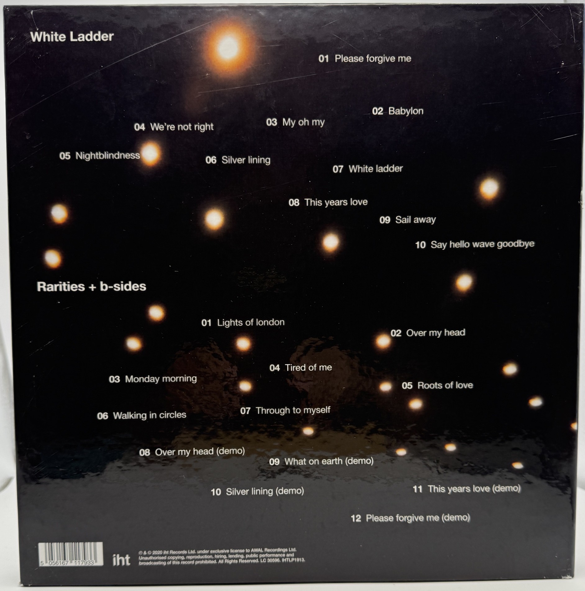 David Gray White Ladder 20th Anniversary box set rear cover track listing