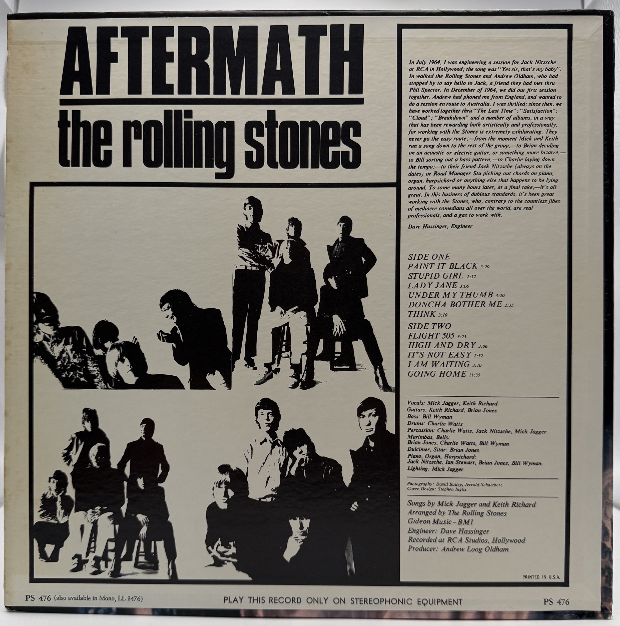 The Rolling Stones Aftermath 1966 PS 476 original back cover