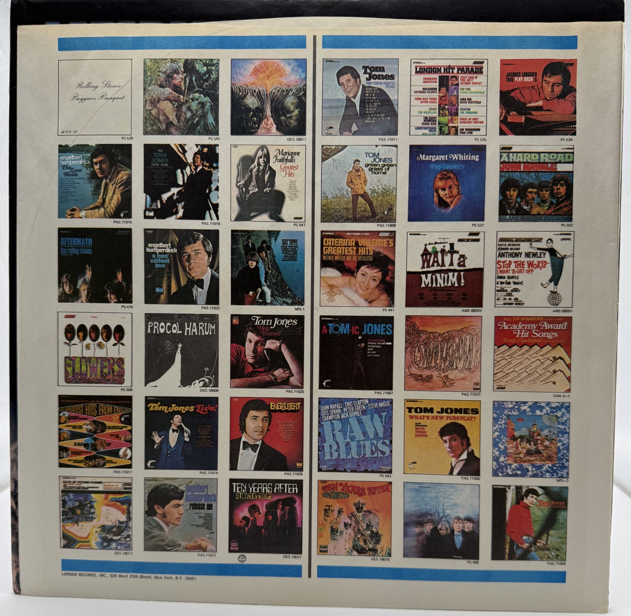 Rolling Stones Aftermath original London inner sleeve reverse