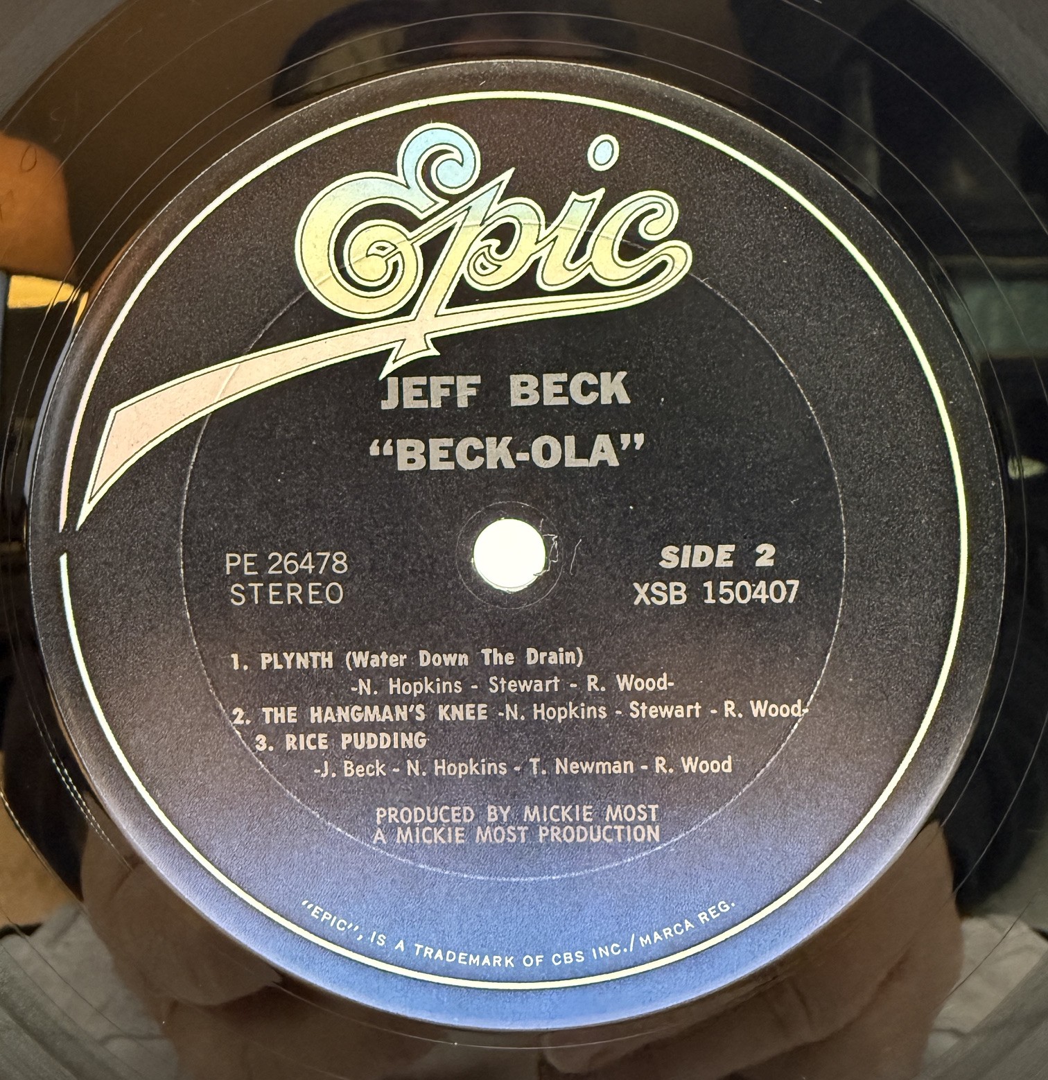 Jeff Beck Group Beck-Ola Epic PE 26478 Side 2 vinyl record label