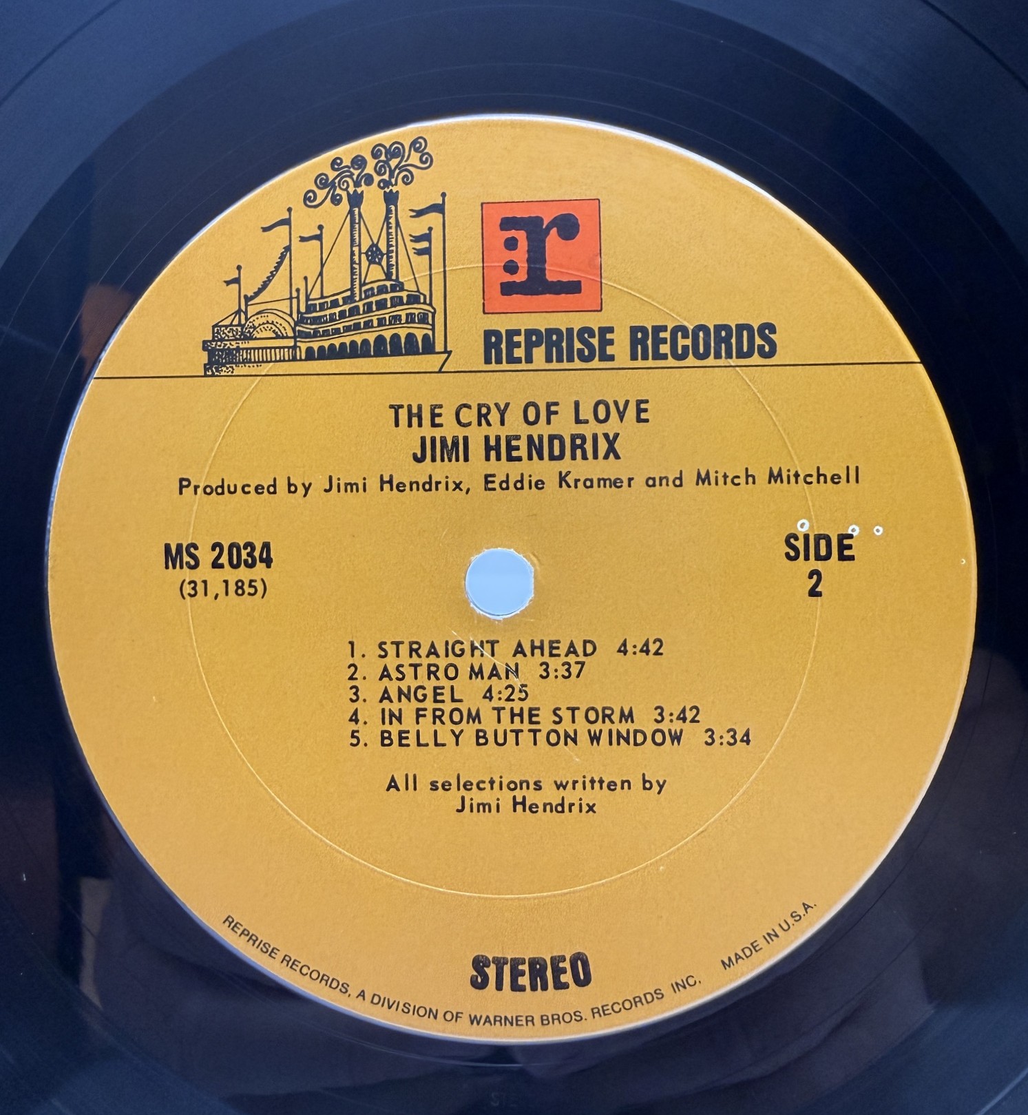 Jimi Hendrix The Cry of Love Reprise MS 2034 Side 2 record label