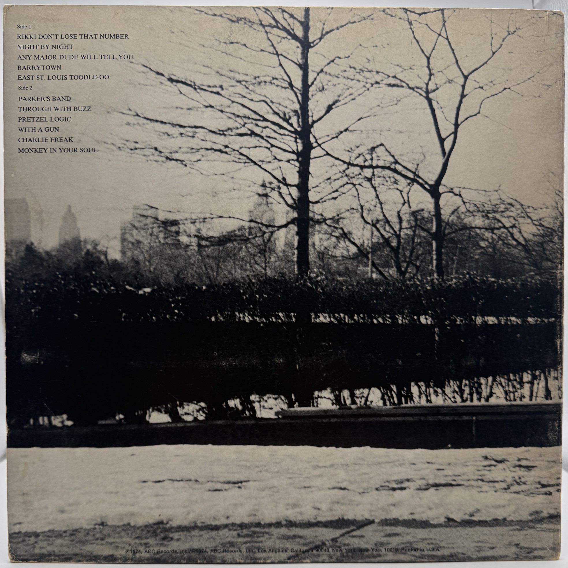 Steely Dan Pretzel Logic 1974 vinyl LP back cover