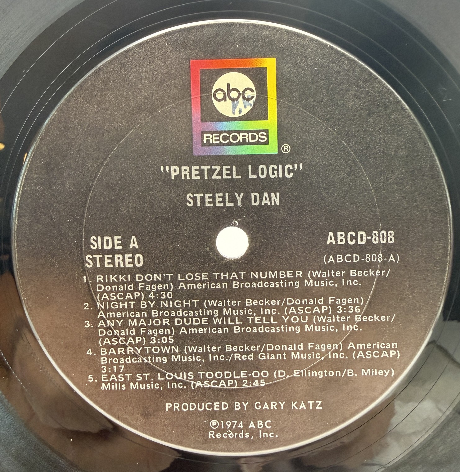 Steely Dan Pretzel Logic black ABC Side A label