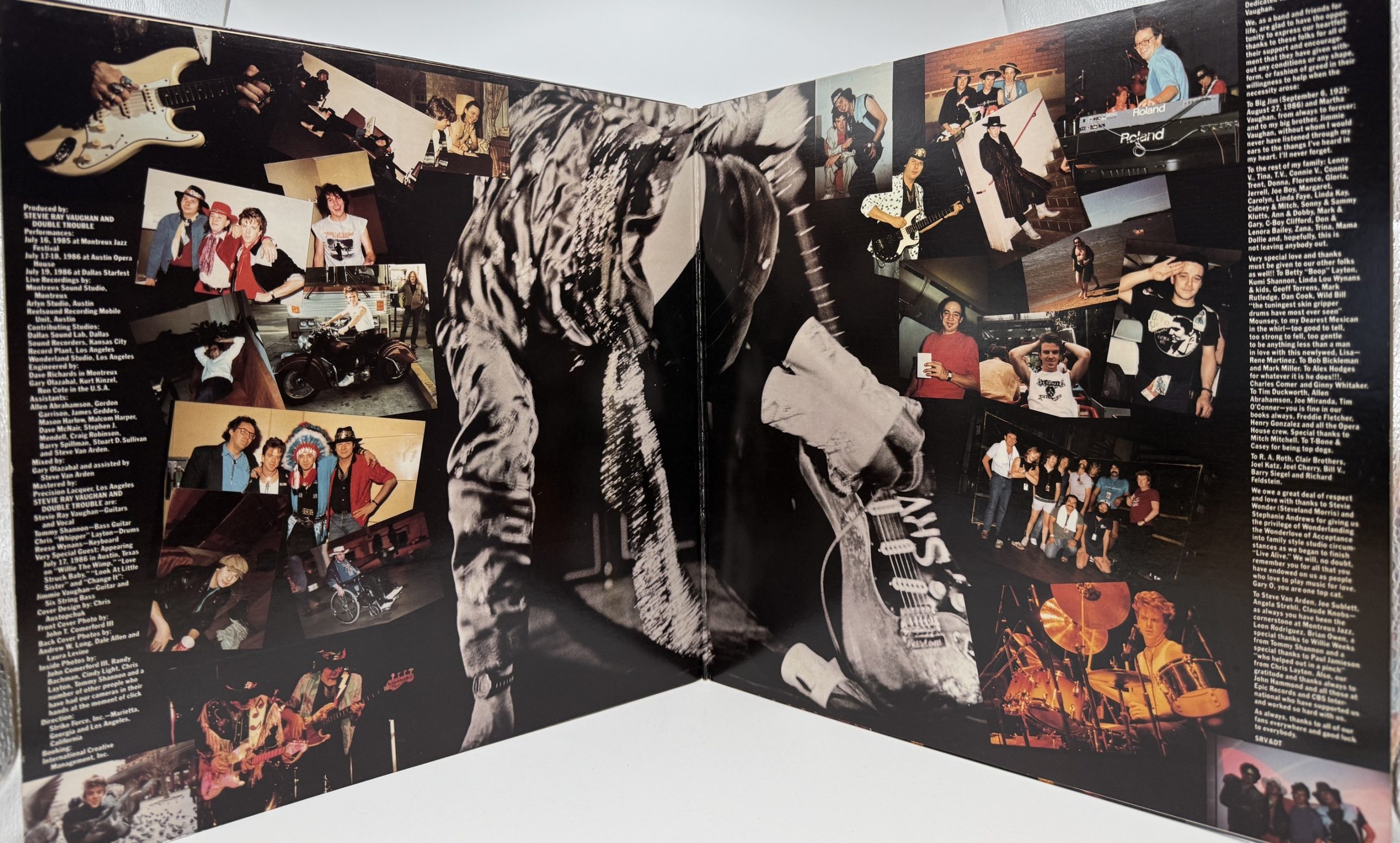 Stevie Ray Vaughan Live Alive original 1986 gatefold interior photographs and credits