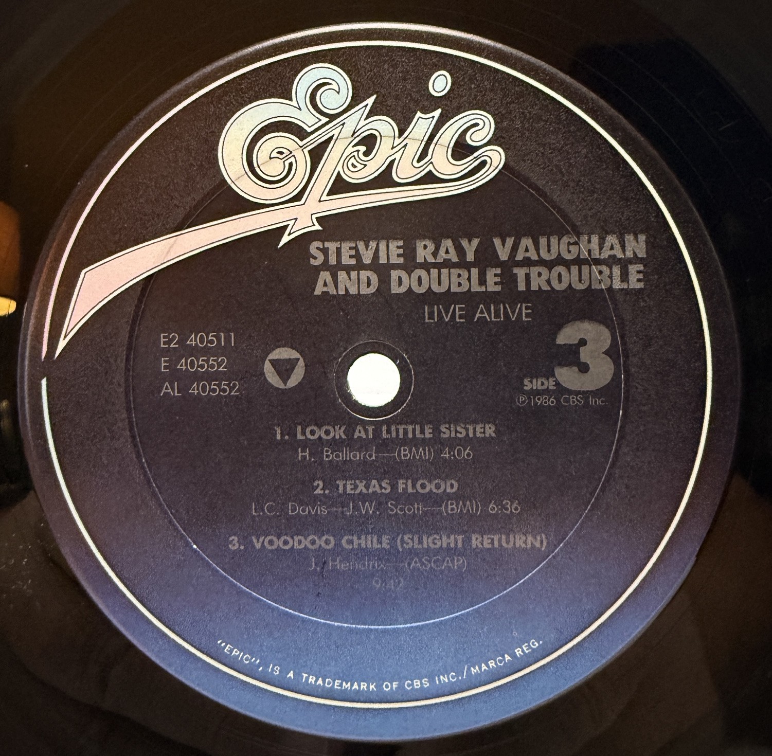 Stevie Ray Vaughan Live Alive 1986 Epic record labels