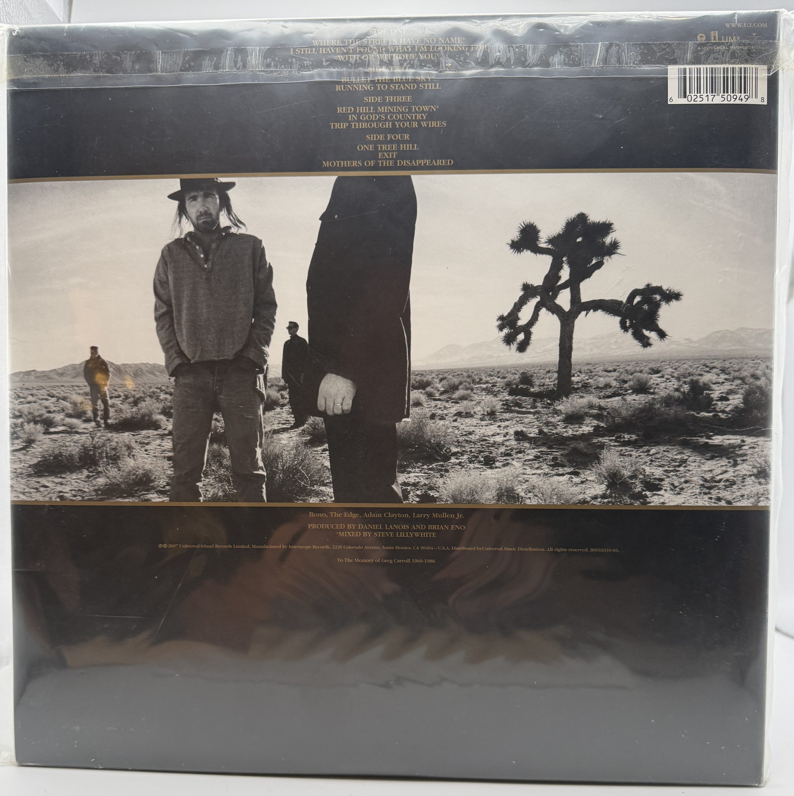 U2 The Joshua Tree sealed 180g double vinyl LP back cover B0010310-01