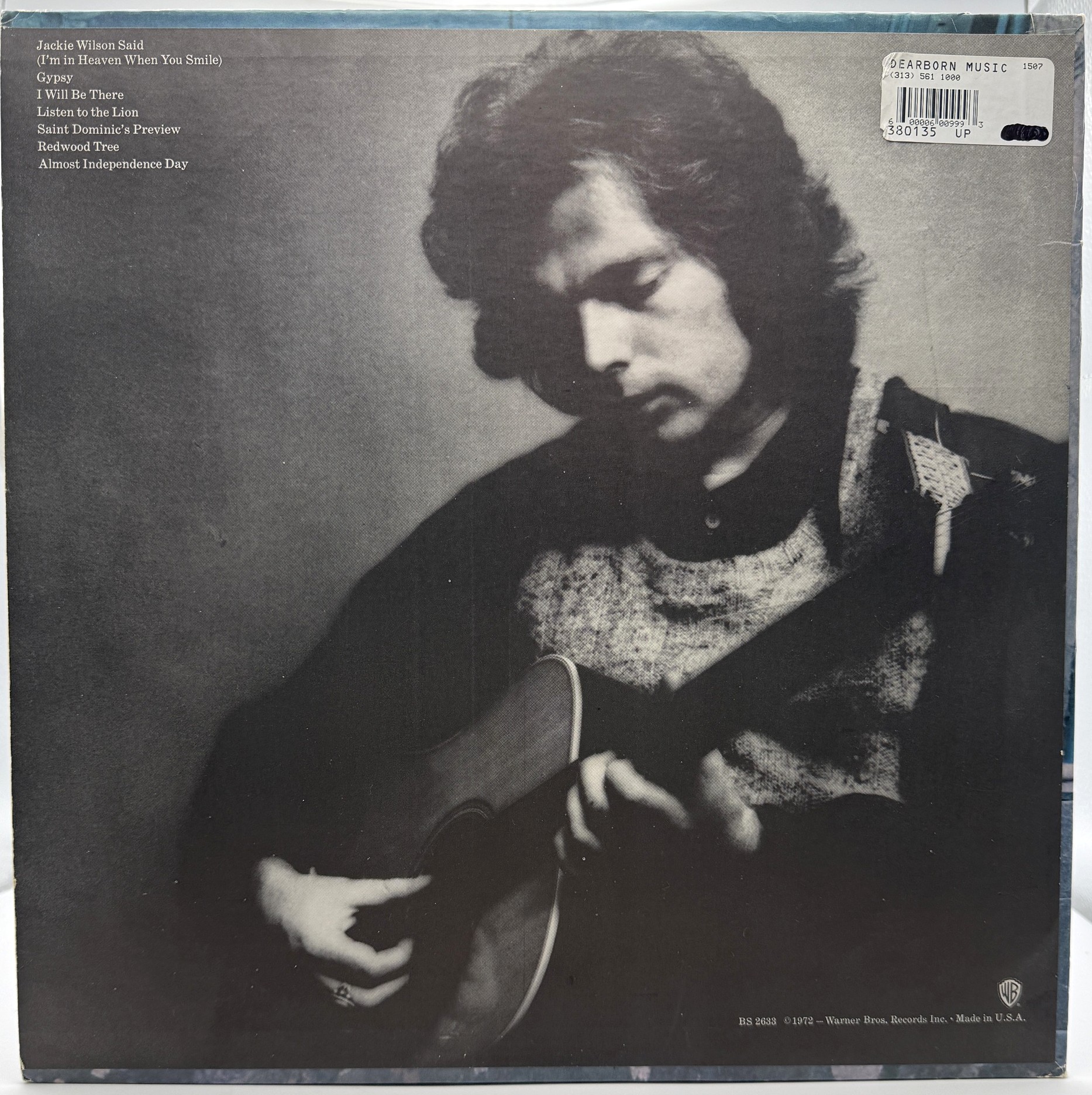 Van Morrison Saint Dominic's Preview LP rear cover with BS 2633 catalog number