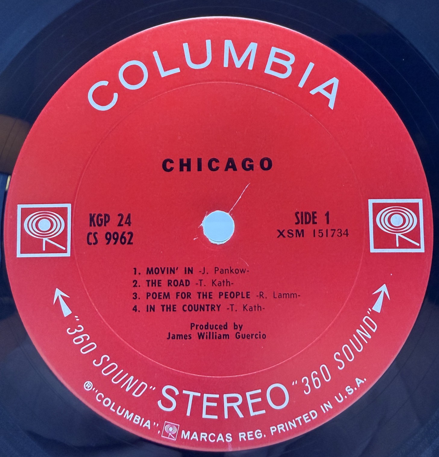 Chicago Chicago II 1970 Columbia red 2-eye 360 Sound Side 1 label KGP 24