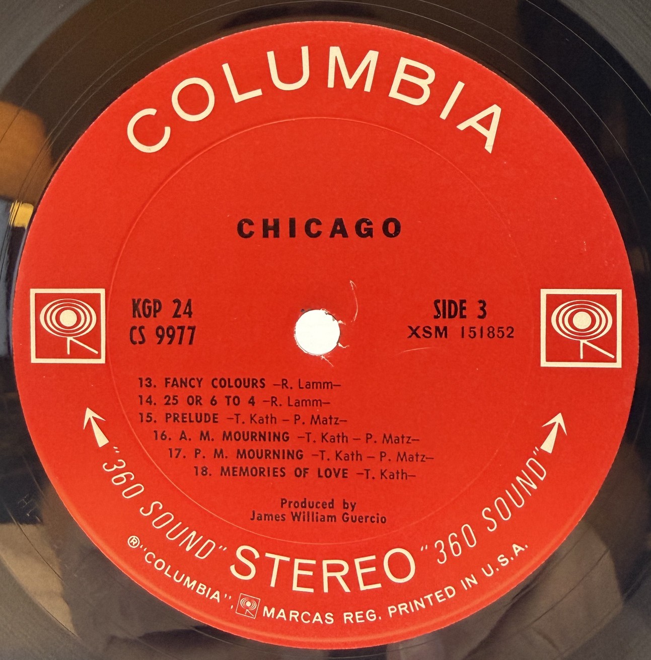 Chicago Chicago II 1970 Columbia red 2-eye 360 Sound Side 3 label KGP 24