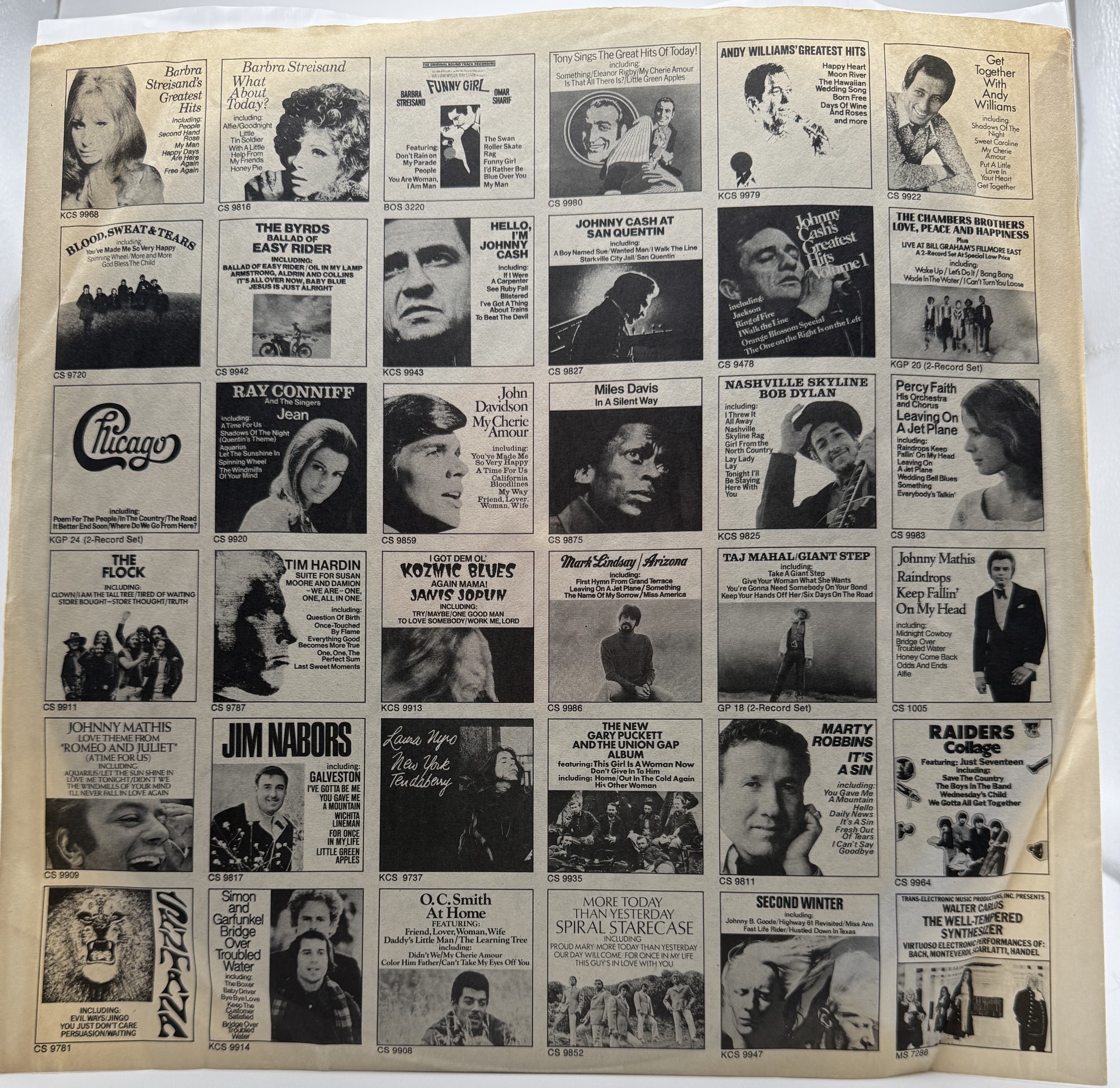 Chicago Chicago II 1970 original Columbia Records advertising inner sleeve