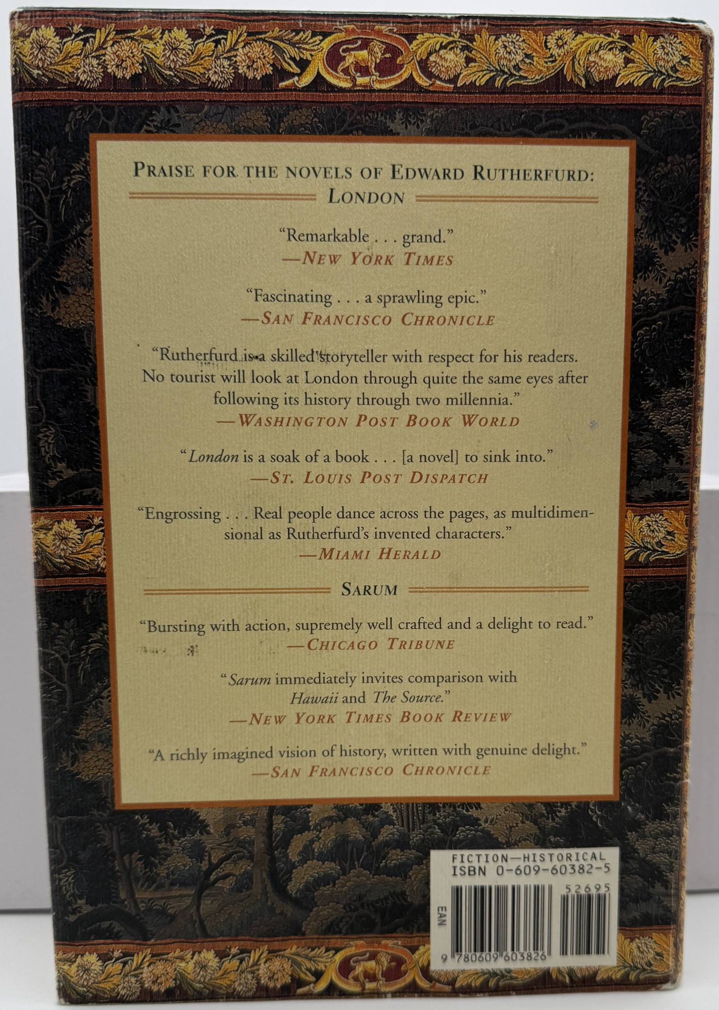 Edward Rutherfurd The Forest 2000 original dust jacket back cover with ISBN barcode