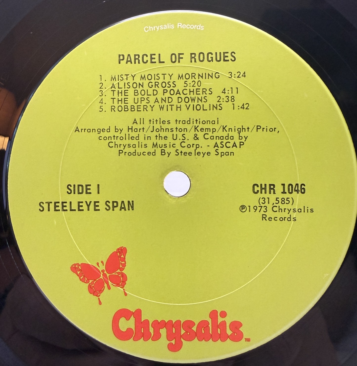 Steeleye Span Parcel of Rogues Chrysalis CHR 1046 Side One label