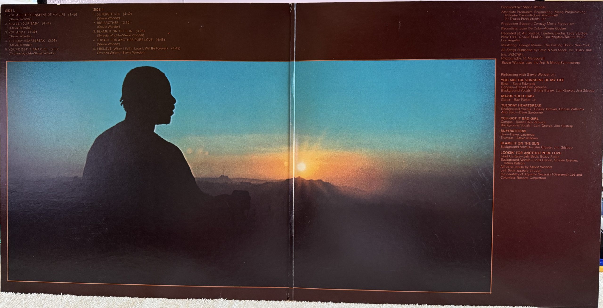 Stevie Wonder Talking Book 1972 original gatefold interior
